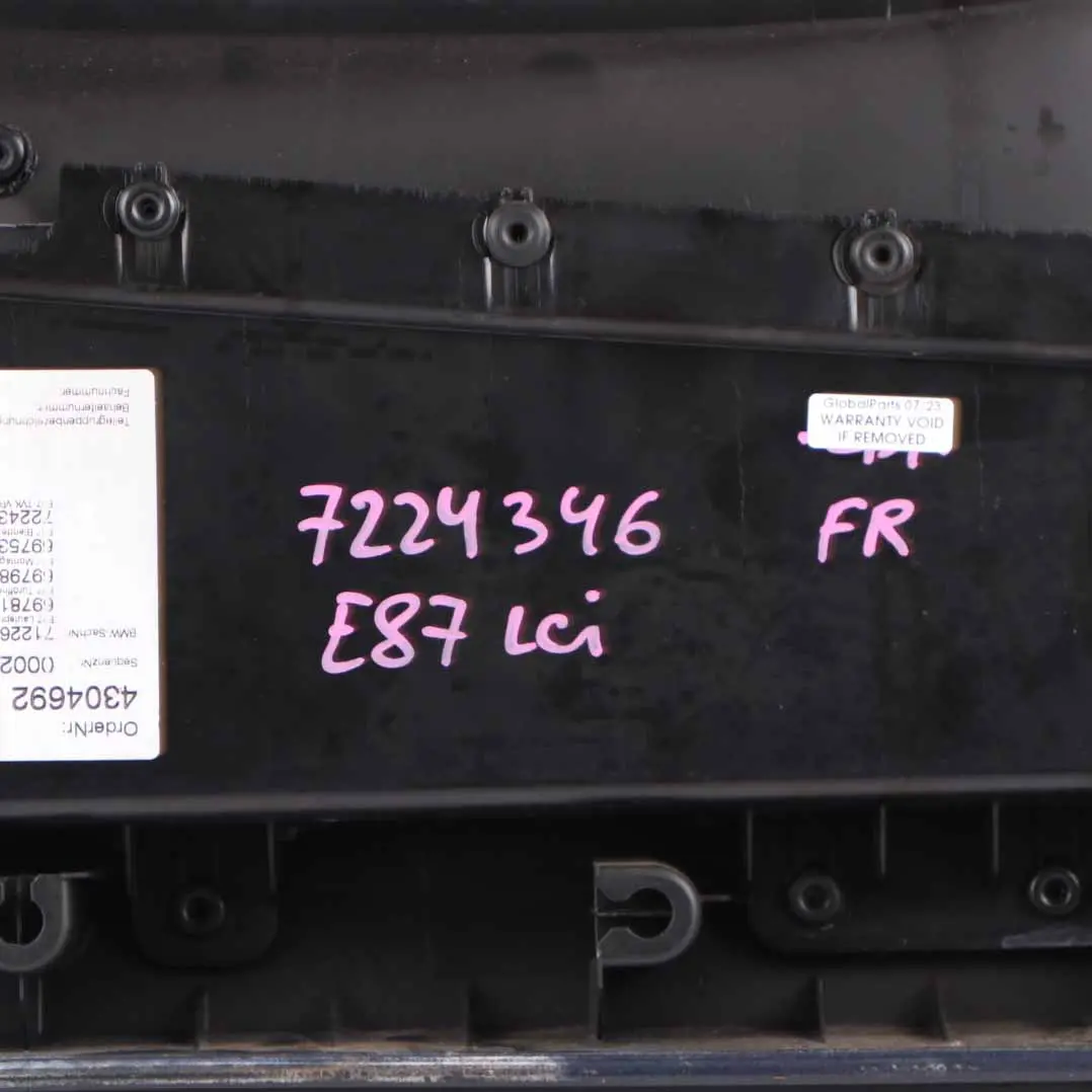 Door Card Front Right O/S Door Lining Panel Leather Boston Black to BMW E87 LCI with Part number 7224346 BMW E87 LCI Door Card Front Right O/S Door Lining Panel Leather Boston Black - SKU 7224346 - Part number 7224346
