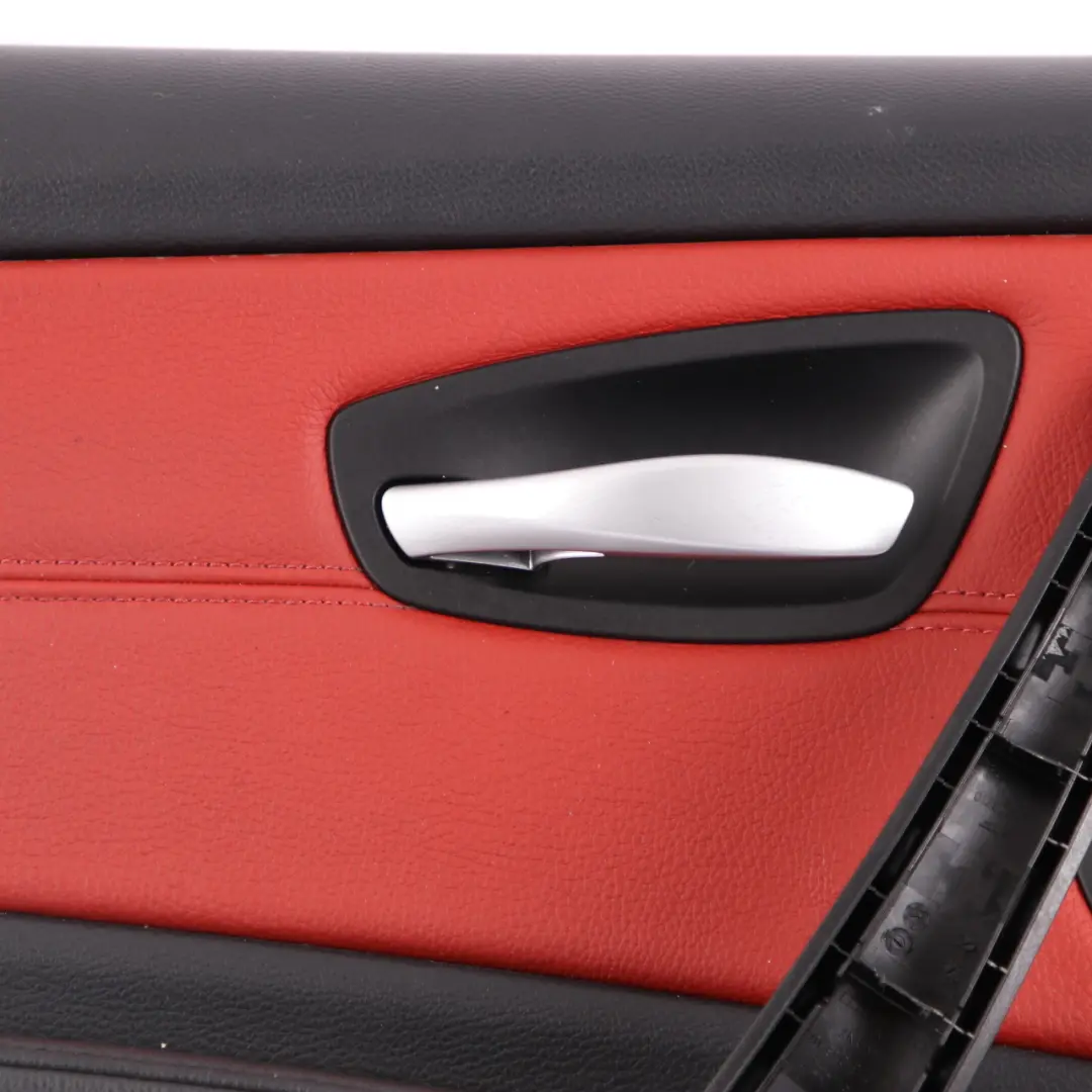 Door Card Front Left N/S Trim Panel Leather Boston Coral Red to BMW E82 with Part number 7224367 BMW E82 Door Card Front Left N/S Trim Panel Leather Boston Coral Red - SKU 7224367 - Part number 7224367