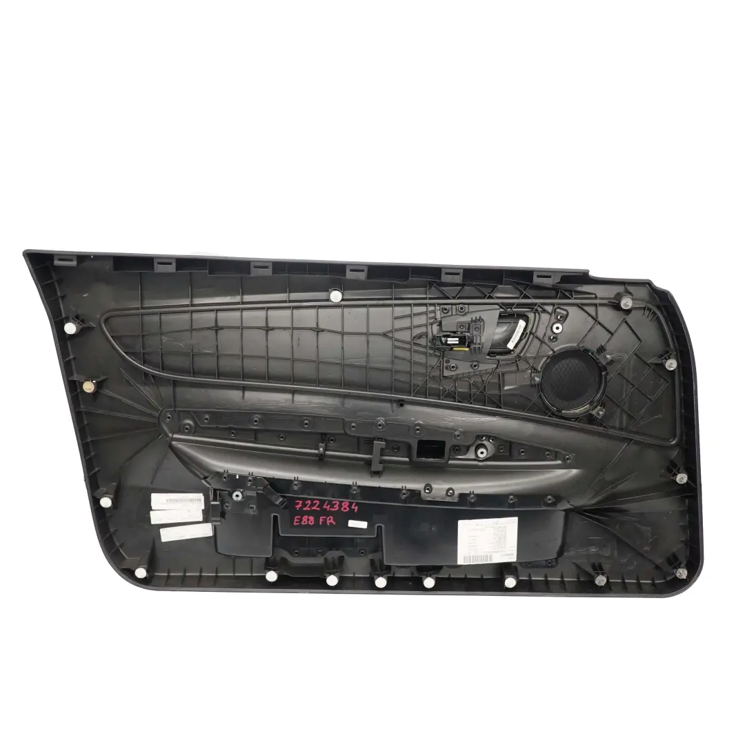 Door Card Front Right O/S Cabrio Trim Panel Black Leather Boston to BMW E88 with Part number 7224383 BMW E88 Door Card Front Right O/S Cabrio Trim Panel Black Leather Boston - SKU 7224384 - Part number 7224383