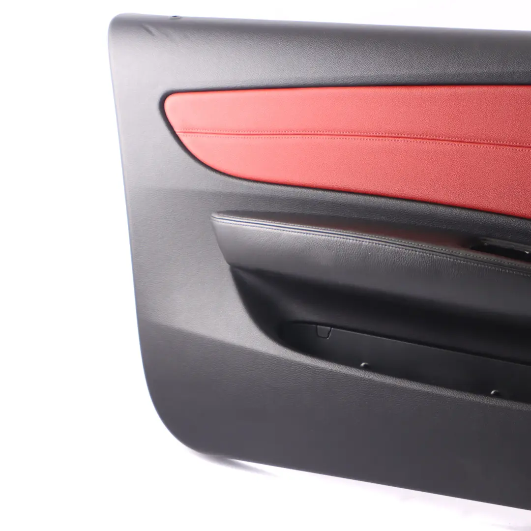 Door Card Front Left N/S Door Trim Panel Leather Coral Red Black to BMW E88 with Part number 7224389 BMW E88 Door Card Front Left N/S Door Trim Panel Leather Coral Red Black - SKU 7224389 - Part number 7224389