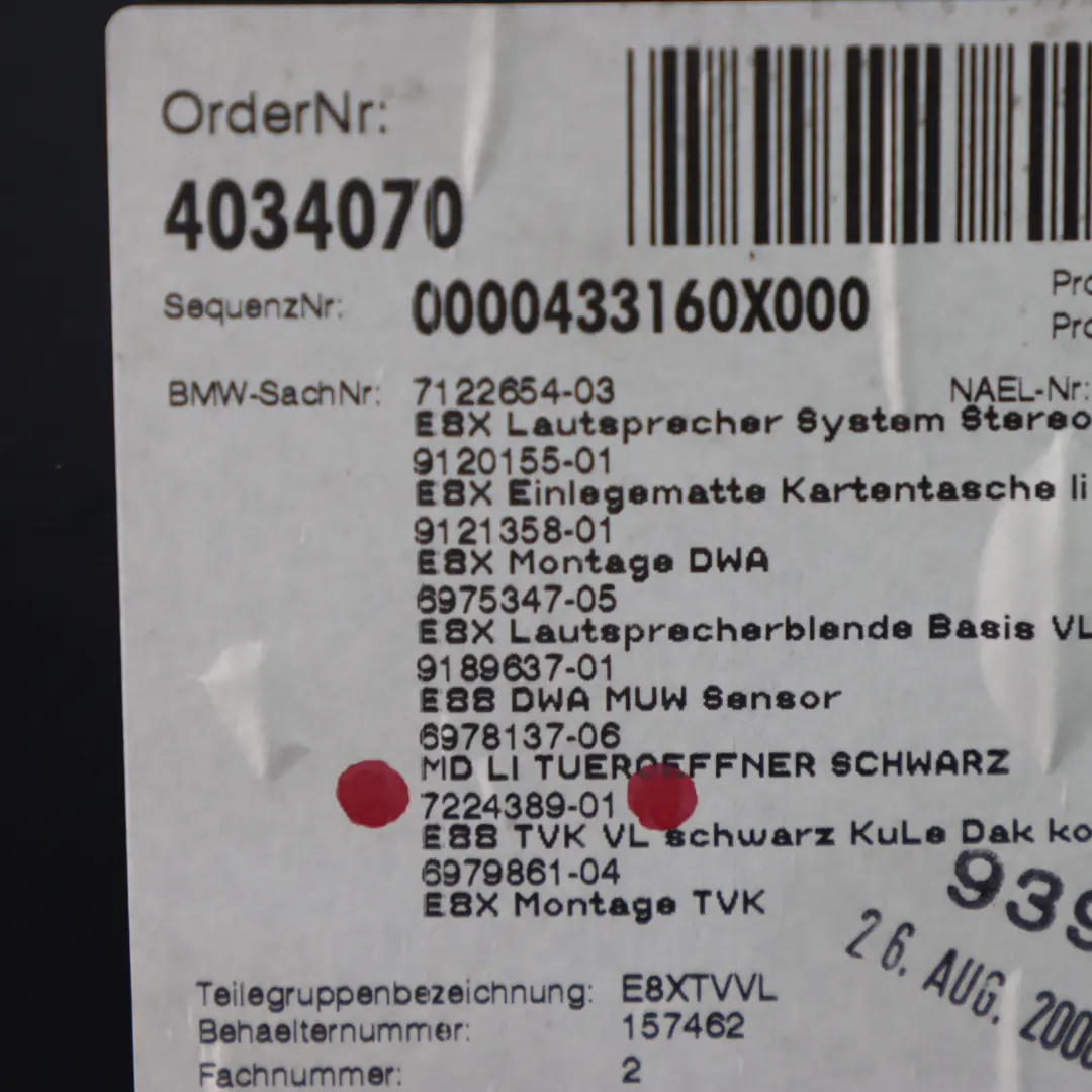 BMW E88 Türverkleidung Vorn Links Leder Dakota Korallrot - SKU 7224389 - Teilenummer 7224389