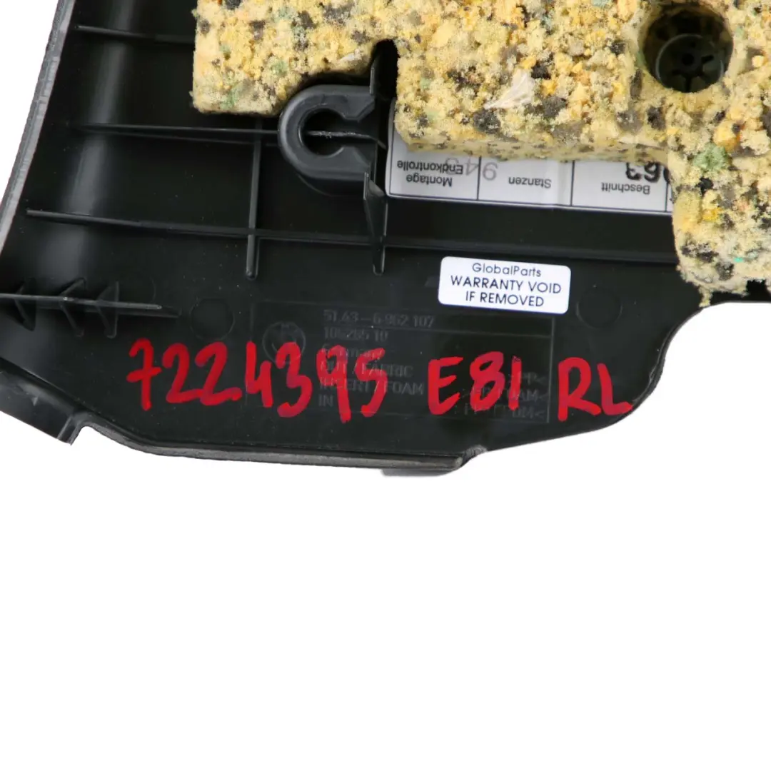 Left N/S Lateral Trim Panel Card Leather Boston Black to BMW 1 E81 1 Rear with Part number 7224395 BMW 1 E81 1 Rear Left N/S Lateral Trim Panel Card Leather Boston Black - SKU 7224395 - Part number 7224395