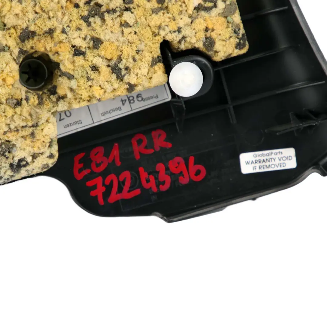 Boczek Tapicerka Tylny Prawy Tył Prawy Czarny do BMW E81 o numerze 7224396 BMW E81 Boczek Tapicerka Tylny Prawy Tył Prawy Czarny - SKU 7224396 - Numer Części 7224396