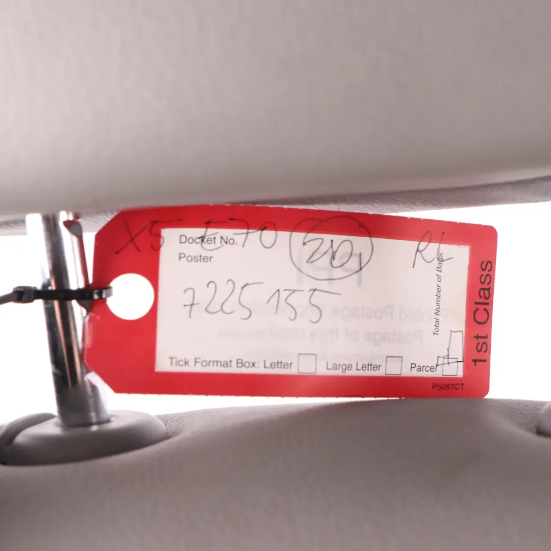 Backrest Rear Left N/S Armrest Back Seat Leather Nevada Grey to BMW X5 E70 Seat with Part number 7225155 BMW X5 E70 Seat Backrest Rear Left N/S Armrest Back Seat Leather Nevada Grey - SKU 7225155 - Part number 7225155