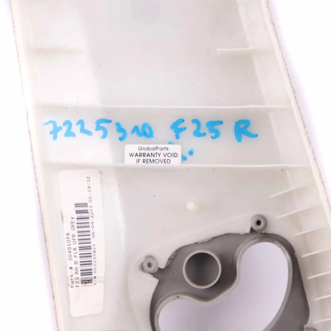 Osłona Słupka B Górny Panel Wykończeniowy Prawy Szary do BMW X3 F25 o numerze 7225310 BMW X3 F25 Osłona Słupka B Górny Panel Wykończeniowy Prawy Szary - SKU 7225310 - Numer Części 7225310