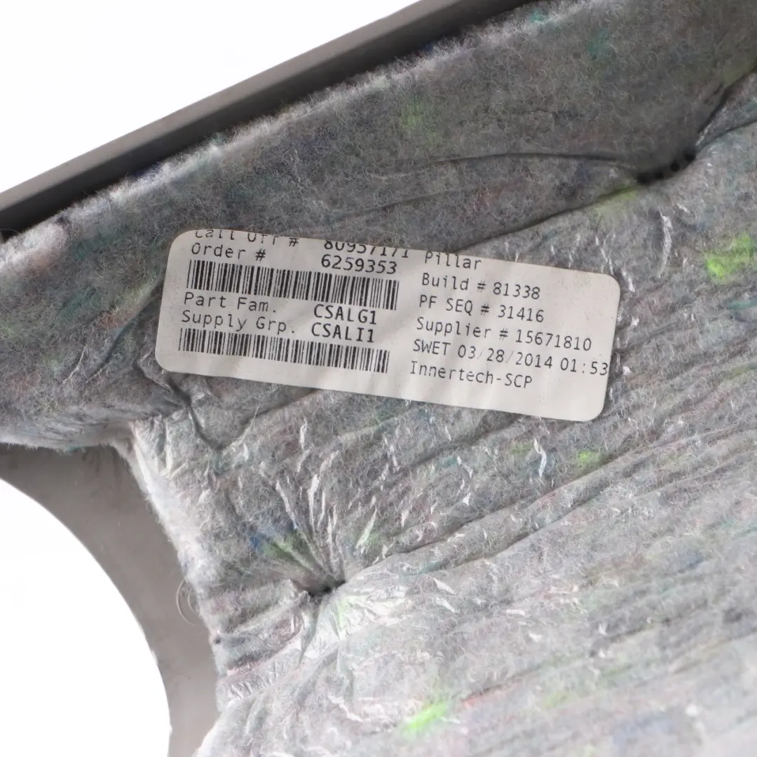 Verkleidung C-Säule hinten links obere Säule C Abdeckung Grau für BMW X3 F25 mit Teilenummer 7225311 BMW X3 F25 Verkleidung C-Säule hinten links obere Säule C Abdeckung Grau - SKU 7225311 - Teilenummer 7225311