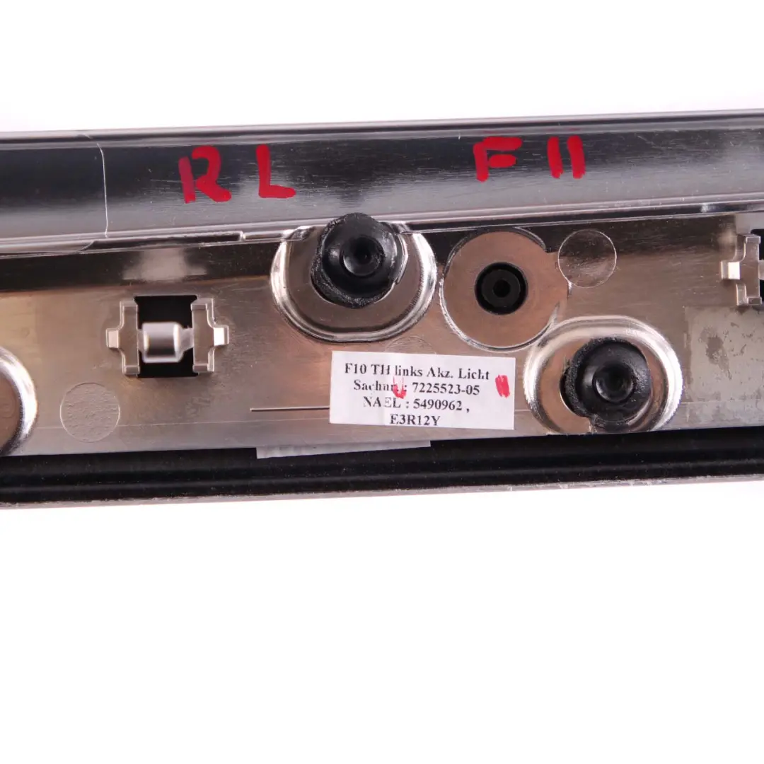 Interior Puerta Tapa Manija Recorte Tira Trasera Izquierda Aluminio para BMW F10 F11 con número de pieza 7225523 BMW F10 F11 Interior Puerta Tapa Manija Recorte Tira Trasera Izquierda Aluminio - SKU 7225523 - Número de pieza 7225523