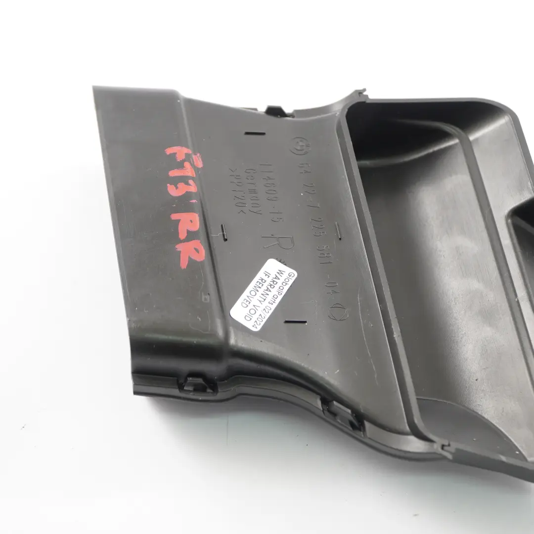 BMW F13 F12 Canal d'air de ventilation de la cabine arrière droite - SKU 7225581 - Numéro de pièce 7225581