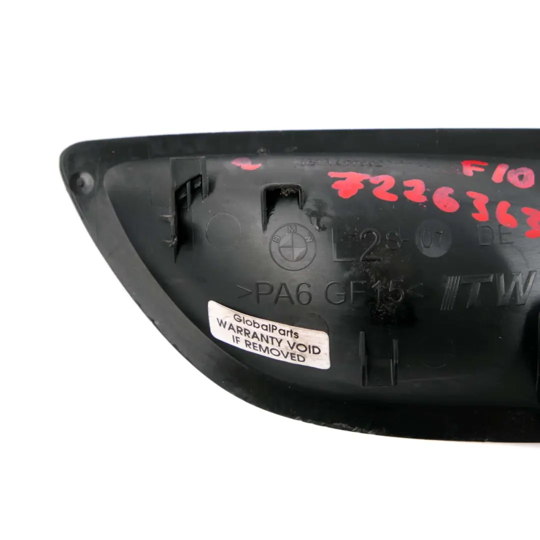 Inside Left N/S Door Opener Cover Trim Black 7226353 to BMW 5 Series F10 F11 LCI 1 with Part number 7226363 BMW 5 Series F10 F11 LCI 1 Inside Left N/S Door Opener Cover Trim Black 7226353 - SKU 7226363-1 - Part number 7226363