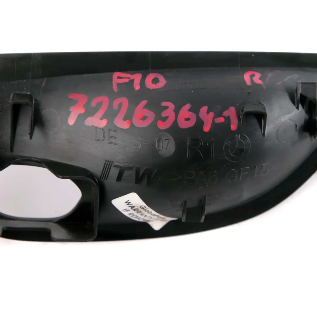 Inside Right O/S Door Opener Handle Cover Trim Black to BMW 5 Series F10 F11 with Part number 7226364 BMW 5 Series F10 F11 Inside Right O/S Door Opener Handle Cover Trim Black - SKU 7226364-1 - Part number 7226364