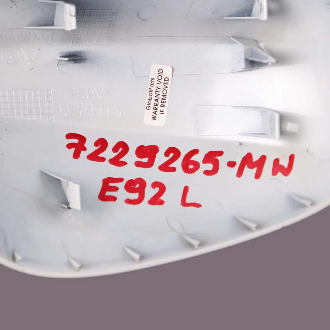 Left Cover Cap Casing Housing Wing Mirror Mineralweiss White to BMW E92 E93 LCI with Part number 7229265 BMW E92 E93 LCI Left Cover Cap Casing Housing Wing Mirror Mineralweiss White - SKU 7229265-MW - Part number 7229265