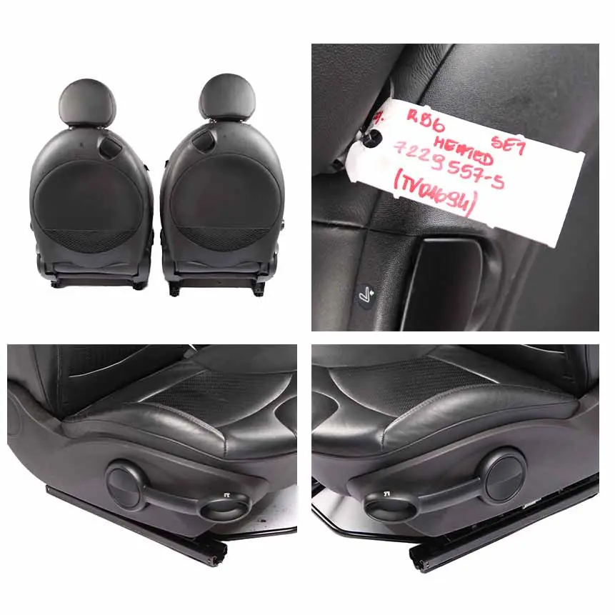 Seats Leather Mini R56 Cooper One Heated Sport Full Black Set Seat Front Rear to with Part number 7229558 Seats Leather Mini R56 Cooper One Heated Sport Full Black Set Seat Front Rear - SKU 7229557-5 - Part number 7229558