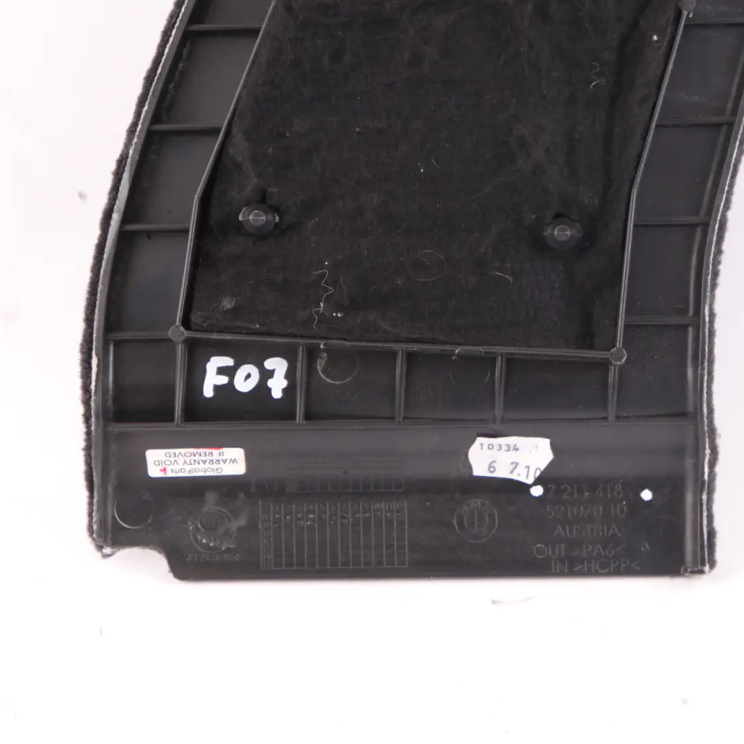BMW F07 Maletero Caja Distribución Energía Boot Panel Pared Trim Negro 7246365 - SKU 7229824 - Número de pieza 7229824