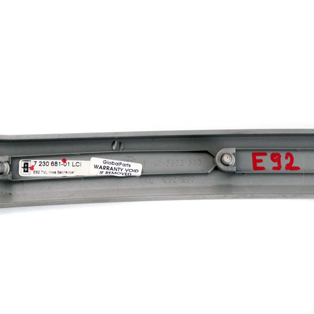 Decor Strip Trim Cover Panel Left N/S Door Satinsilber to BMW E92 E93 LCI with Part number 7230681 BMW E92 E93 LCI Decor Strip Trim Cover Panel Left N/S Door Satinsilber - SKU 7230681 - Part number 7230681