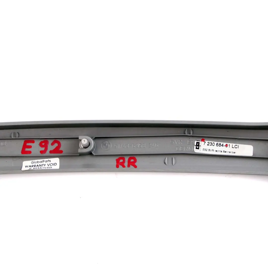 BMW E92 E93 LCI Zierleiste Abdeckplatte Hinten Rechts Satinsilber - SKU 7230684 - Teilenummer 7230684