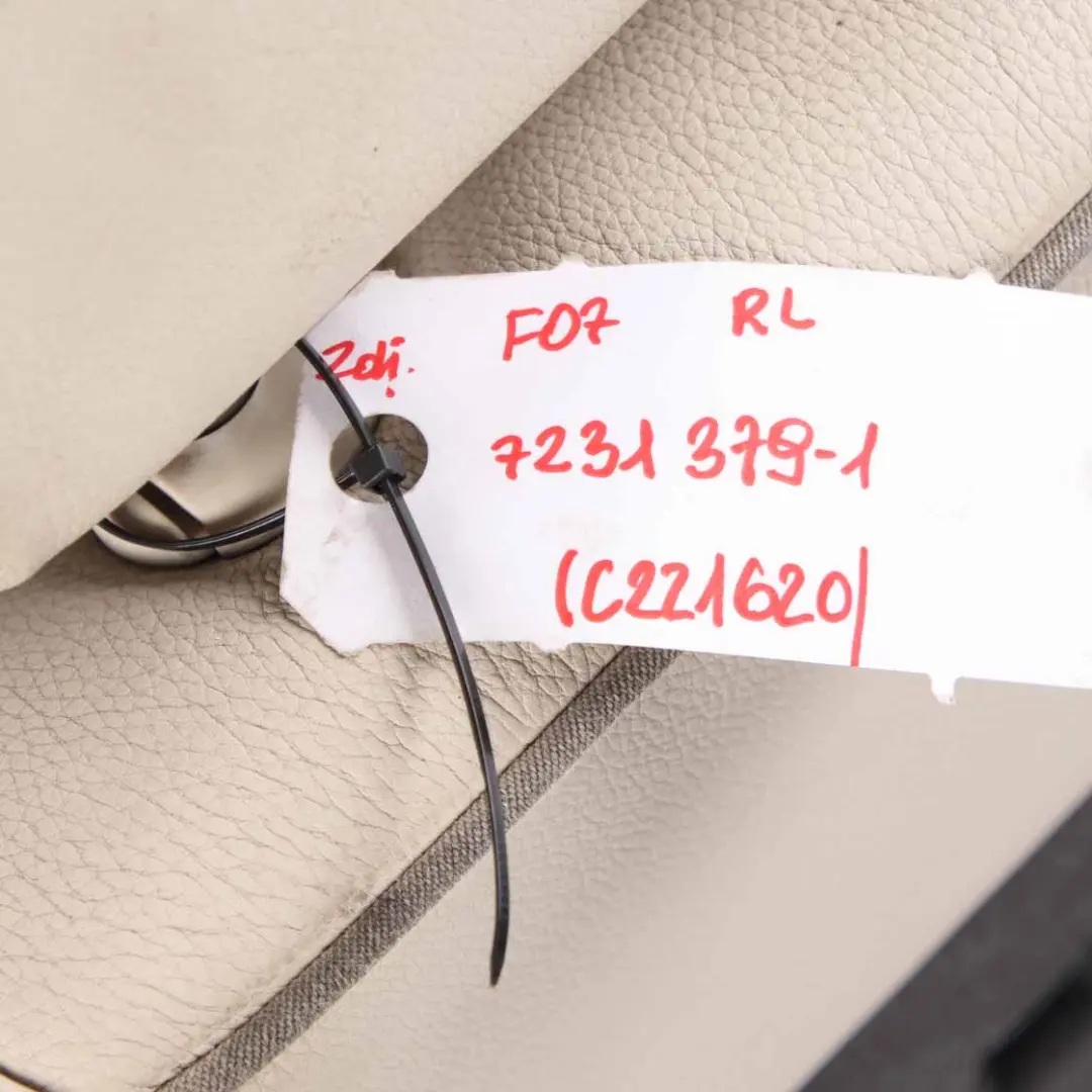 Left N/S Leather Dakota White Interior Isofix Armrest to Rear Seat BMW F07 with Part number 7231379 Rear Seat BMW F07 Left N/S Leather Dakota White Interior Isofix Armrest - SKU 7231379-1 - Part number 7231379