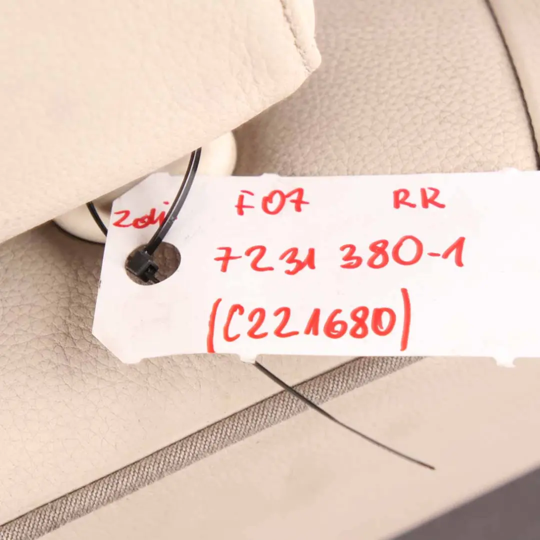 Right O/S Leather Dakota White Interior Isofix to Rear Seat BMW F07 with Part number 7231380 Rear Seat BMW F07 Right O/S Leather Dakota White Interior Isofix - SKU 7231380-1 - Part number 7231380