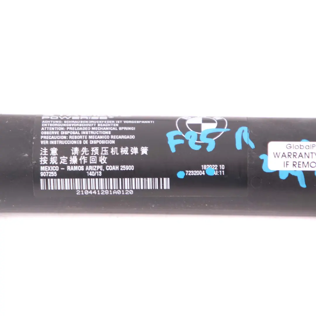 Right O/S Spindle Drive Strut Tailgate Boot Trunk Lid to BMW X3 F25 Rear with Part number 7232004 BMW X3 F25 Rear Right O/S Spindle Drive Strut Tailgate Boot Trunk Lid - SKU 7232004 - Part number 7232004