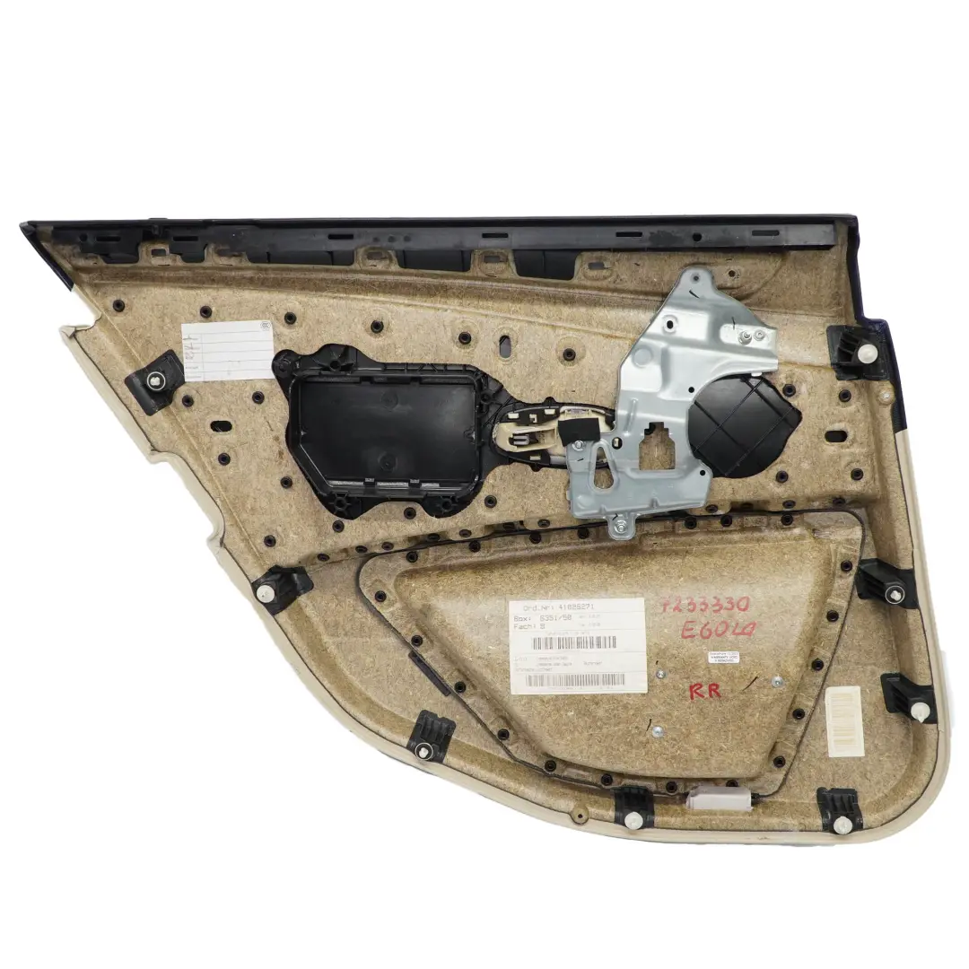  Tarjeta de Puerta BMW E60 E61 LCI Trasera Derecha Panel Crema Beige Cuero - SKU 7233330 - Número de pieza 7233330