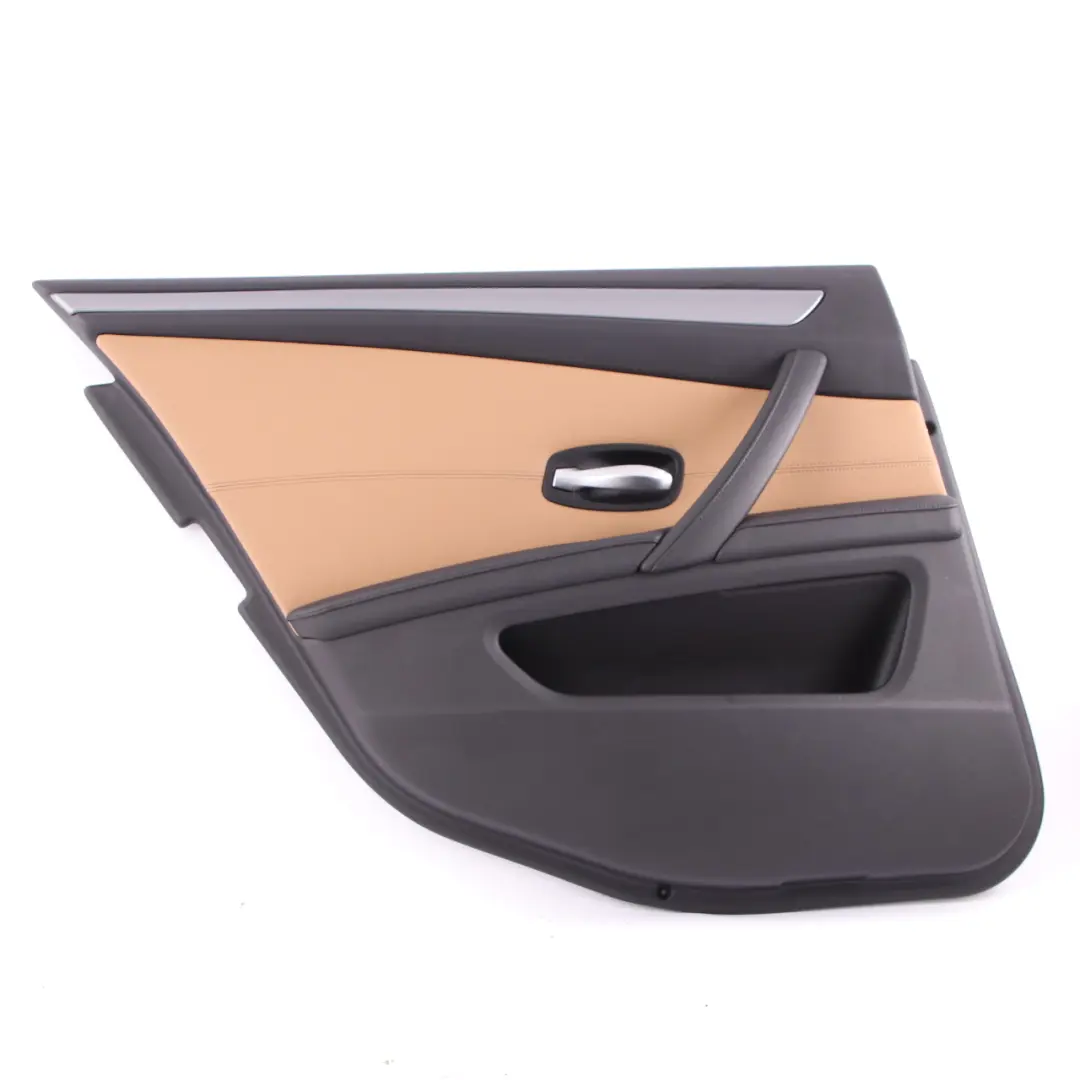 Door Card E61 LCI Rear Left N/S Lining Trim Leather Natural Brown to BMW E60 LCI with Part number 7233331 BMW E60 LCI Door Card E61 LCI Rear Left N/S Lining Trim Leather Natural Brown - SKU 7233331-1 - Part number 7233331