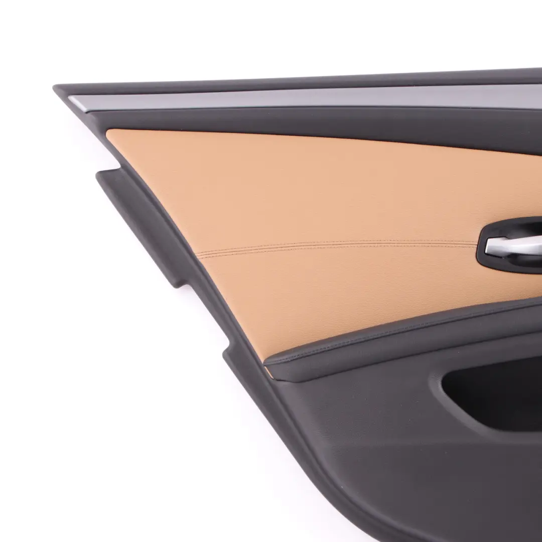 Door Card E61 LCI Rear Left N/S Lining Trim Leather Natural Brown to BMW E60 LCI with Part number 7233331 BMW E60 LCI Door Card E61 LCI Rear Left N/S Lining Trim Leather Natural Brown - SKU 7233331-1 - Part number 7233331