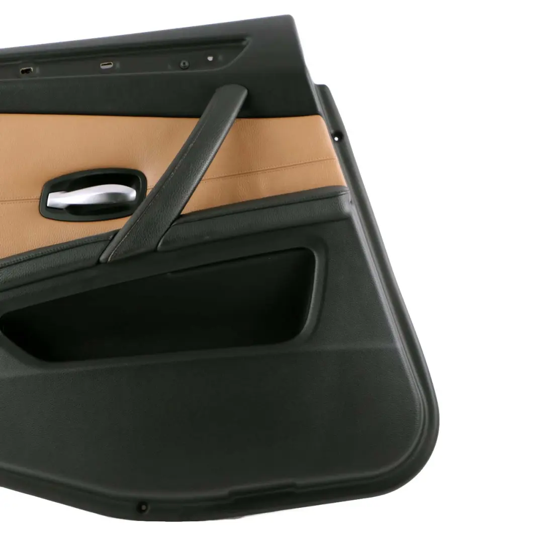 Left N/S Door Card Lining Trim Leather Natural Brown to BMW 5 E60 E61 LCI Rear with Part number 7233331 BMW 5 E60 E61 LCI Rear Left N/S Door Card Lining Trim Leather Natural Brown - SKU 7233331 - Part number 7233331