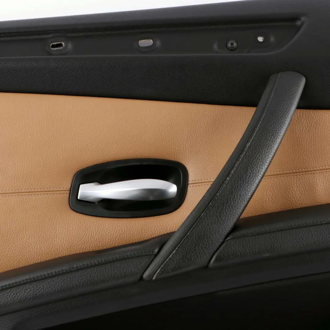 Left N/S Door Card Lining Trim Leather Natural Brown to BMW 5 E60 E61 LCI Rear with Part number 7233331 BMW 5 E60 E61 LCI Rear Left N/S Door Card Lining Trim Leather Natural Brown - SKU 7233331 - Part number 7233331