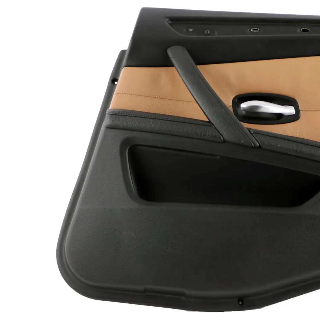 Right O/S Door Card Lining Trim Leather Natural Brown to BMW 5 E60 E61 LCI Rear with Part number 7233332 BMW 5 E60 E61 LCI Rear Right O/S Door Card Lining Trim Leather Natural Brown - SKU 7233332 - Part number 7233332