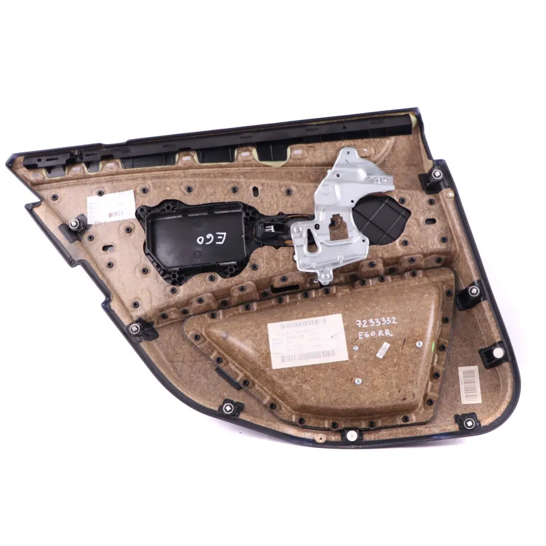 Right O/S Door Card Lining Trim Leather Natural Brown to BMW 5 E60 E61 LCI Rear with Part number 7233332 BMW 5 E60 E61 LCI Rear Right O/S Door Card Lining Trim Leather Natural Brown - SKU 7233332 - Part number 7233332