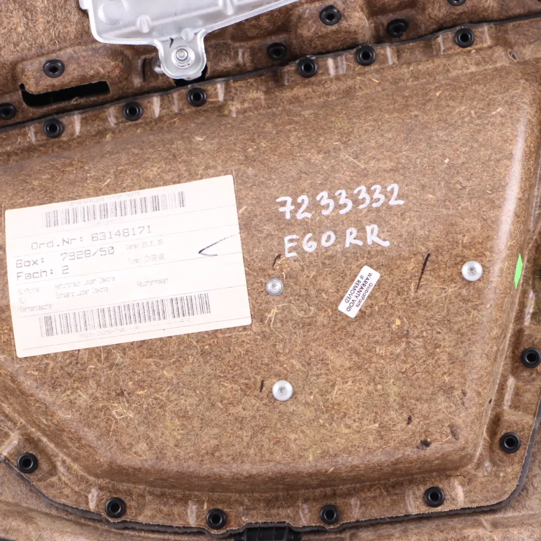 Right O/S Door Card Lining Trim Leather Natural Brown to BMW 5 E60 E61 LCI Rear with Part number 7233332 BMW 5 E60 E61 LCI Rear Right O/S Door Card Lining Trim Leather Natural Brown - SKU 7233332 - Part number 7233332