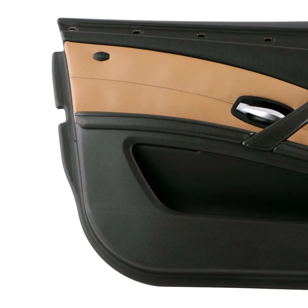 BMW 5 E60 E61 LCI Front Left N/S Door Card Lining Trim Leather Natural Brown - SKU rhd-7233429 - Part number 7233429