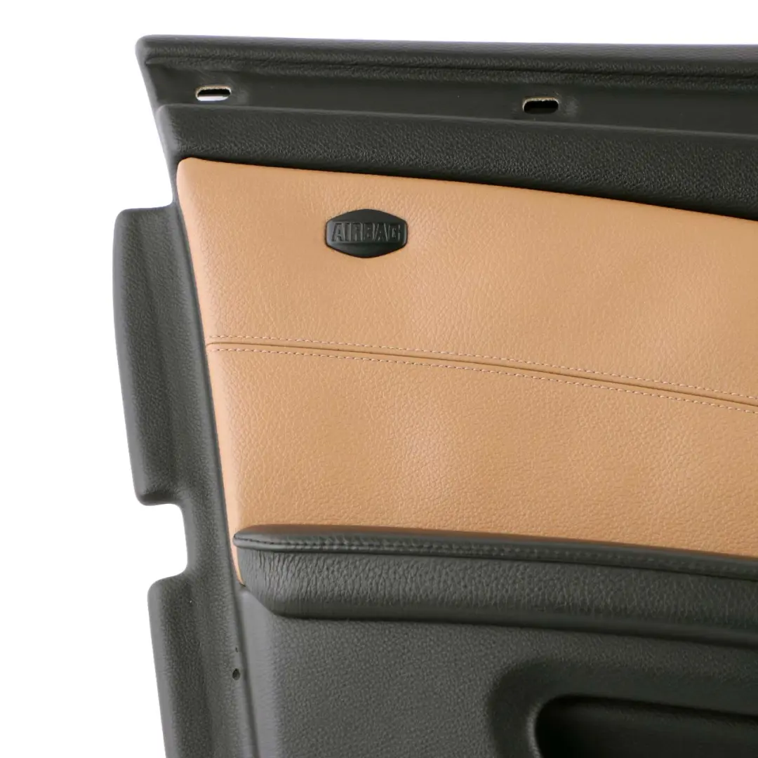 Front Left N/S Door Card Lining Trim Leather Natural Brown to BMW 5 E60 E61 LCI with Part number 7233429 BMW 5 E60 E61 LCI Front Left N/S Door Card Lining Trim Leather Natural Brown - SKU rhd-7233429 - Part number 7233429
