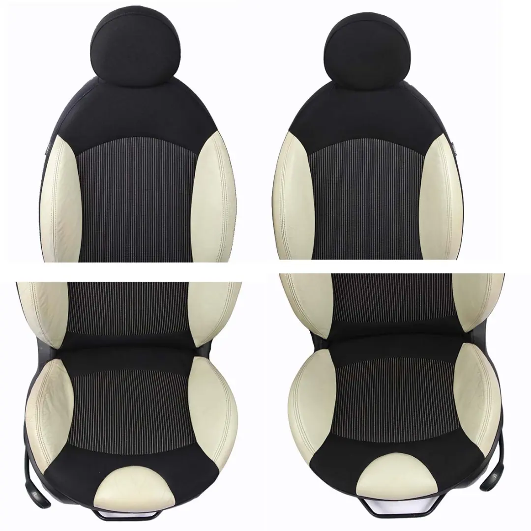 Seats Mini Cooper R56 Sport Fabric Cloth/Leather Cream White Front Rear Seat to with Part number 7233760 Seats Mini Cooper R56 Sport Fabric Cloth/Leather Cream White Front Rear Seat - SKU 7233760-1 - Part number 7233760