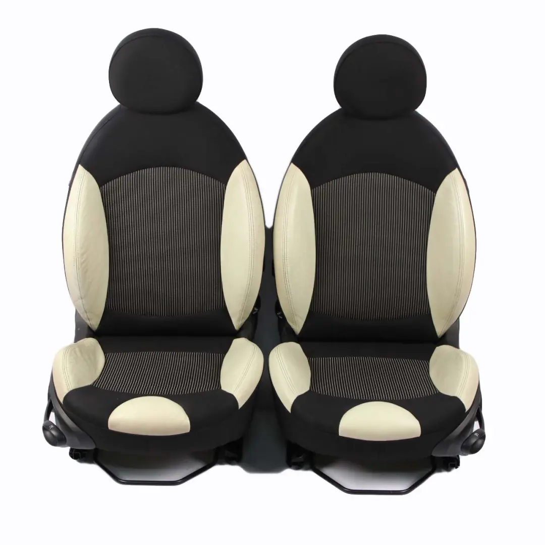 Seats Mini Cooper R56 Sport Fabric Cloth/Leather Cream White Front Rear Seat to with Part number 7233760 Seats Mini Cooper R56 Sport Fabric Cloth/Leather Cream White Front Rear Seat - SKU 7233760-1 - Part number 7233760