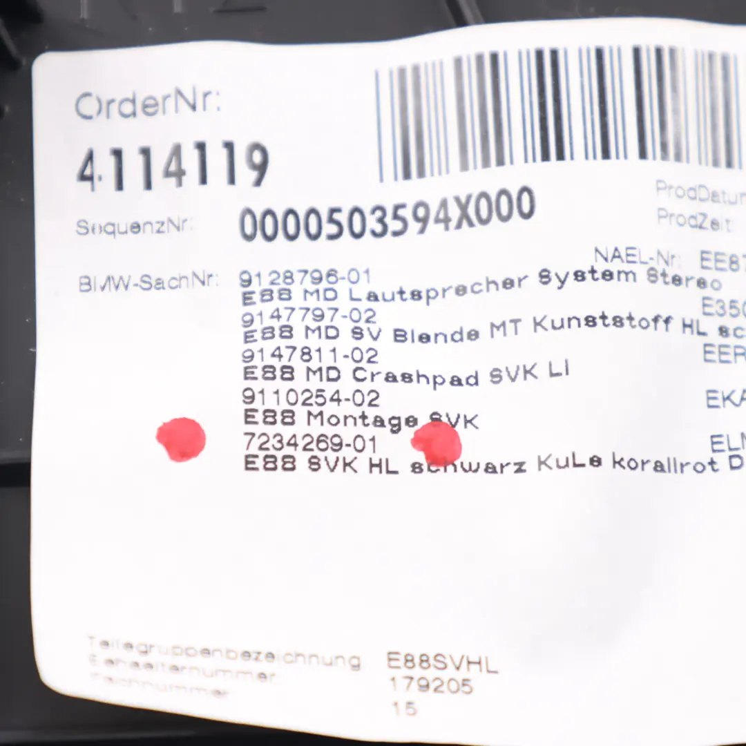 BMW E88 Seitenverkleidung Hinten Links Verkleidung Leder Boston Korallenrot - SKU 7234269 - Teilenummer 7234269