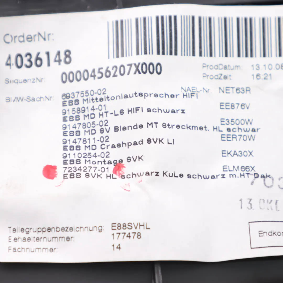 Boczek Panel HiFi Wykończenie Środka Lewe Tylne Czarna Skóra do BMW E88 o numerze 7234277 BMW E88 Boczek Panel HiFi Wykończenie Środka Lewe Tylne Czarna Skóra - SKU 7234277 - Numer Części 7234277