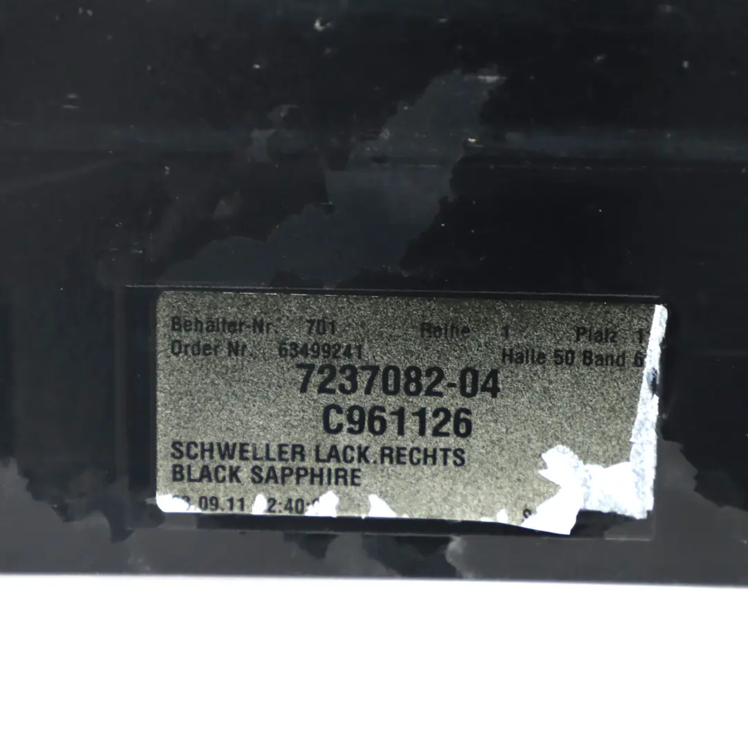 BMW F10 F11 Coperchio davanzale porta Gonna Pannello destro Black Sapphire - 475 - SKU 7237082-BS - Numero di parte 2209828