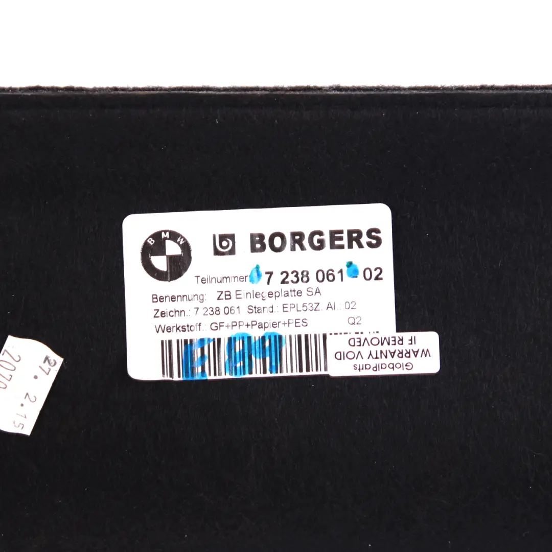 Panneau amovible de la garniture du coffre du compartiment à bagages pour BMW Z4 E89 à propos du numéro de pièce 7238061 BMW Z4 E89 Panneau amovible de la garniture du coffre du compartiment à bagages - SKU 7238061 - Numéro de pièce 7238061