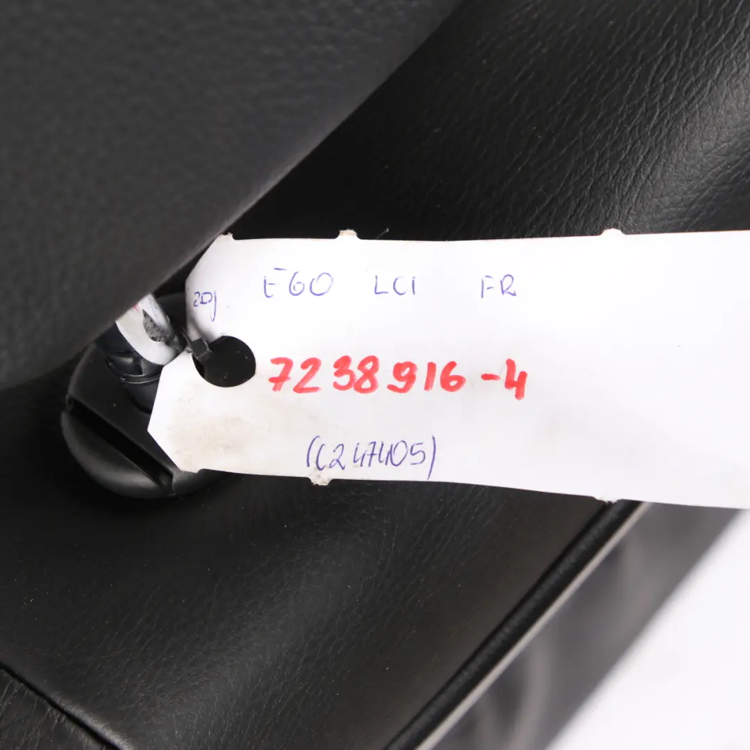 Sedile anteriore destro in pelle nera 7249382 per BMW E60 E61 LCI M Sport con numero di parte 7238916 BMW E60 E61 LCI M Sport Sedile anteriore destro in pelle nera 7249382 - SKU 7238916-4 - Numero di parte 7238916