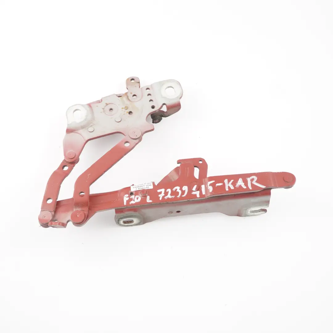 Charnière de capot avant gauche Karmesinrot Crimson Red - A61 pour BMW F20 F30 F80 à propos du numéro de pièce 7286343 BMW F20 F30 F80 Charnière de capot avant gauche Karmesinrot Crimson Red - A61 - SKU 7239415-KAR - Numéro de pièce 7286343