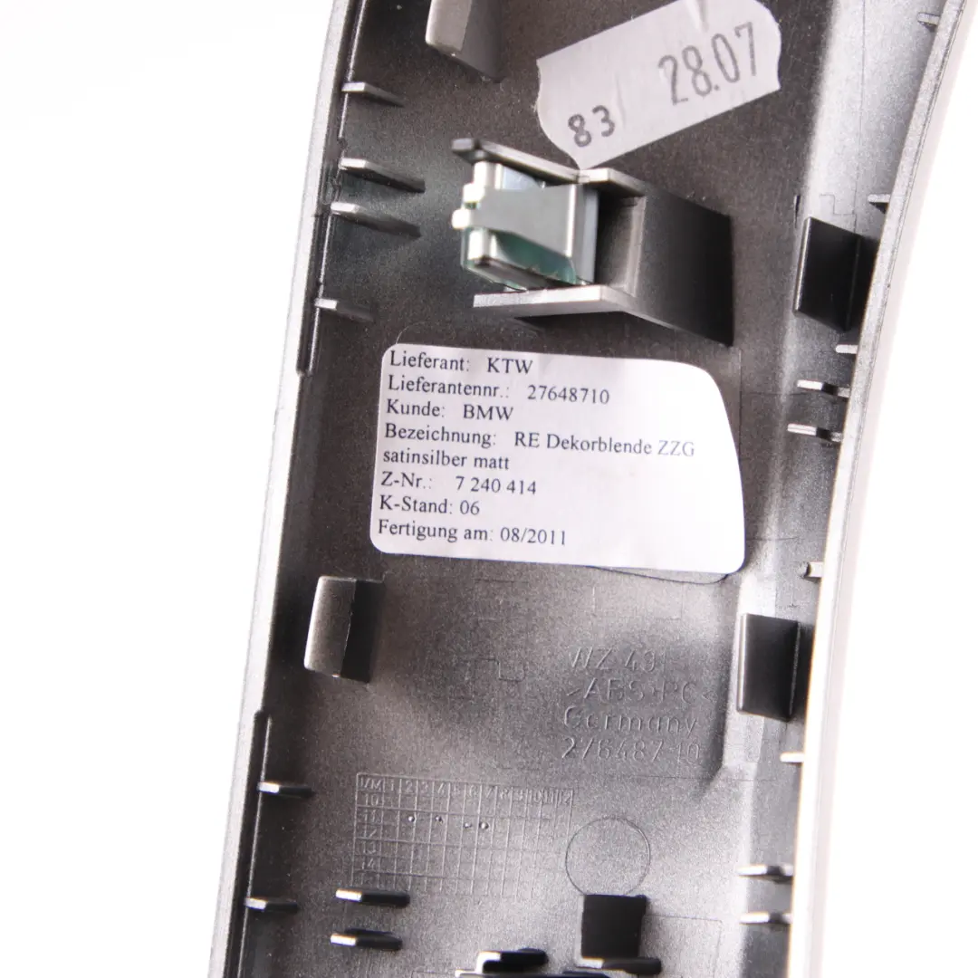 Embellecedor Empuñadura Puerta Derecha Satinado Plata para BMW F20 F21 F22 con número de pieza 7240414 BMW F20 F21 F22 Embellecedor Empuñadura Puerta Derecha Satinado Plata - SKU 7240414 - Número de pieza 7240414