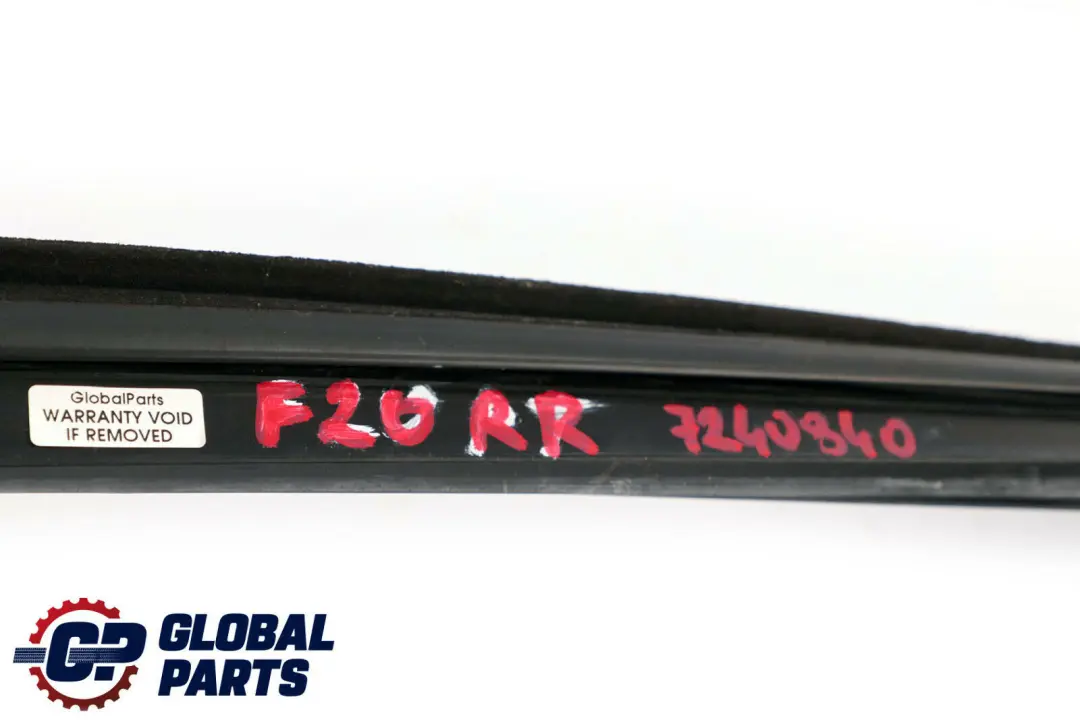 Window Guide Rail Gasket Rubber Seal Door Right O/S to BMW F20 Rear with Part number 7240840 BMW F20 Rear Window Guide Rail Gasket Rubber Seal Door Right O/S - SKU 7240840 - Part number 7240840