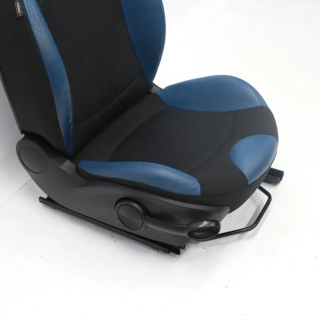 Front Seat Mini Cooper One R56 R57 Sport Right O/S Cloth Leather Black Blue to with Part number 7242358 Front Seat Mini Cooper One R56 R57 Sport Right O/S Cloth Leather Black Blue - SKU 7242358 - Part number 7242358