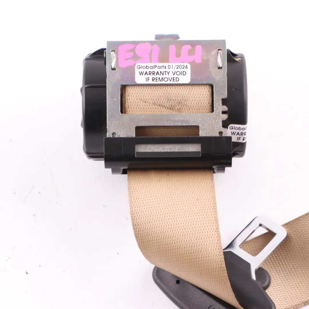 Belt Upper Rear Left Right N/O/S Seatbelt Beige to BMW E91 LCI Seat with Part number 7244210 BMW E91 LCI Seat Belt Upper Rear Left Right N/O/S Seatbelt Beige - SKU 7244210 - Part number 7244210