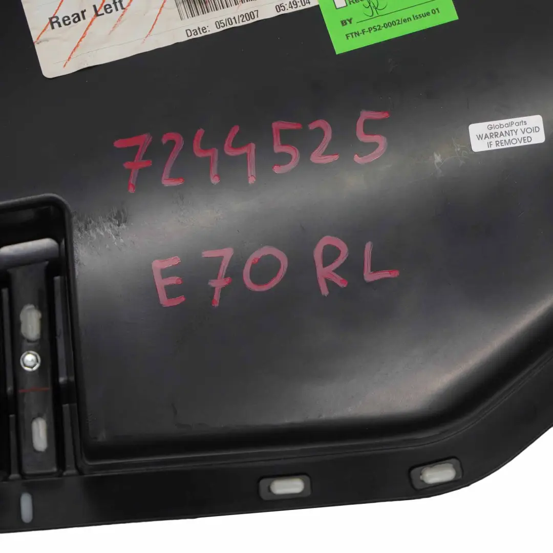 Tarjeta de Puerta Trasera Izquierda Puerta Cuero Negro para BMW X5 E70 con número de pieza 7244525 BMW X5 E70 Tarjeta de Puerta Trasera Izquierda Puerta Cuero Negro - SKU 7244525 - Número de pieza 7244525