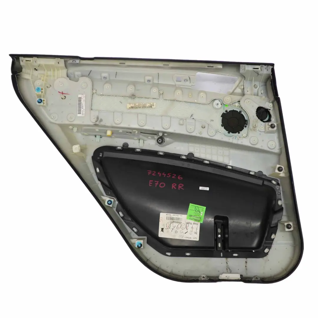 Door Card BMW X5 E70 Rear Right O/S Door Interior Trim Panel Black Leather to with Part number 7244526 Door Card BMW X5 E70 Rear Right O/S Door Interior Trim Panel Black Leather - SKU 7244526 - Part number 7244526