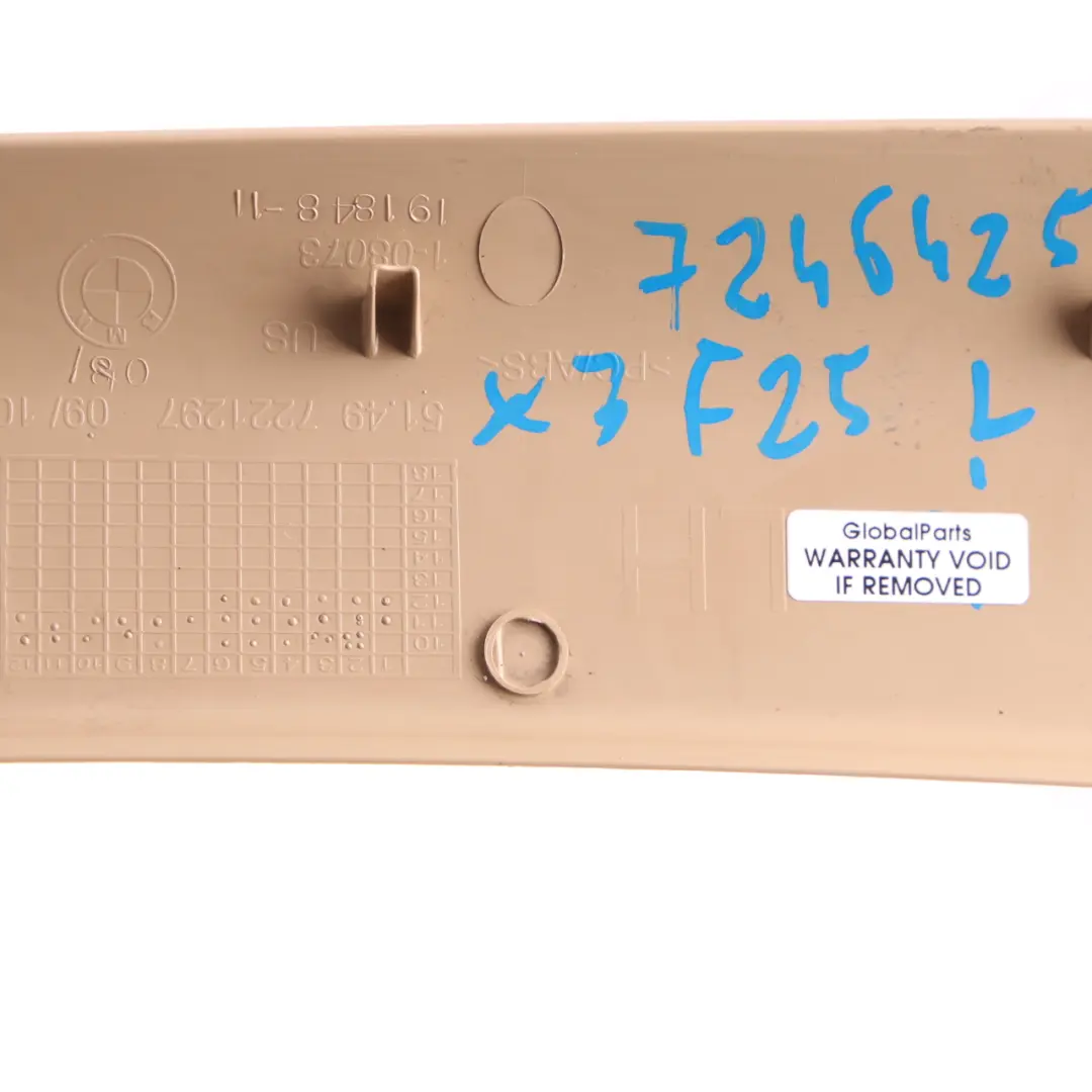 BMW X3 F25 Trunk Lid Panel Trim Rear Left N/S Tailgate Cover Beige 7221297 - SKU 7246425 - Part number 7246425