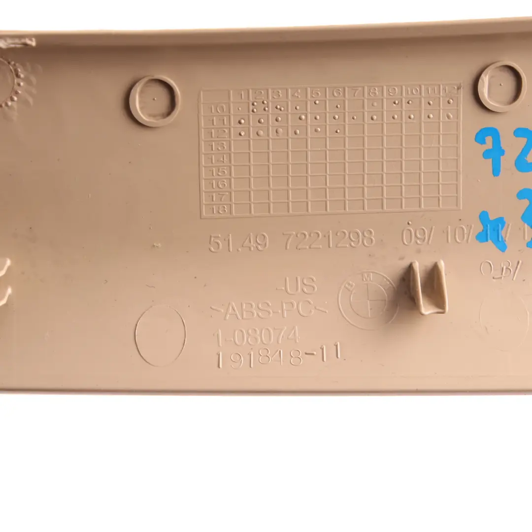 BMW X3 F25 Rear Trunk Lid Panel Trim Tailgate Cover Beige Right O/S 7221298 - SKU 7246426 - Part number 7246426