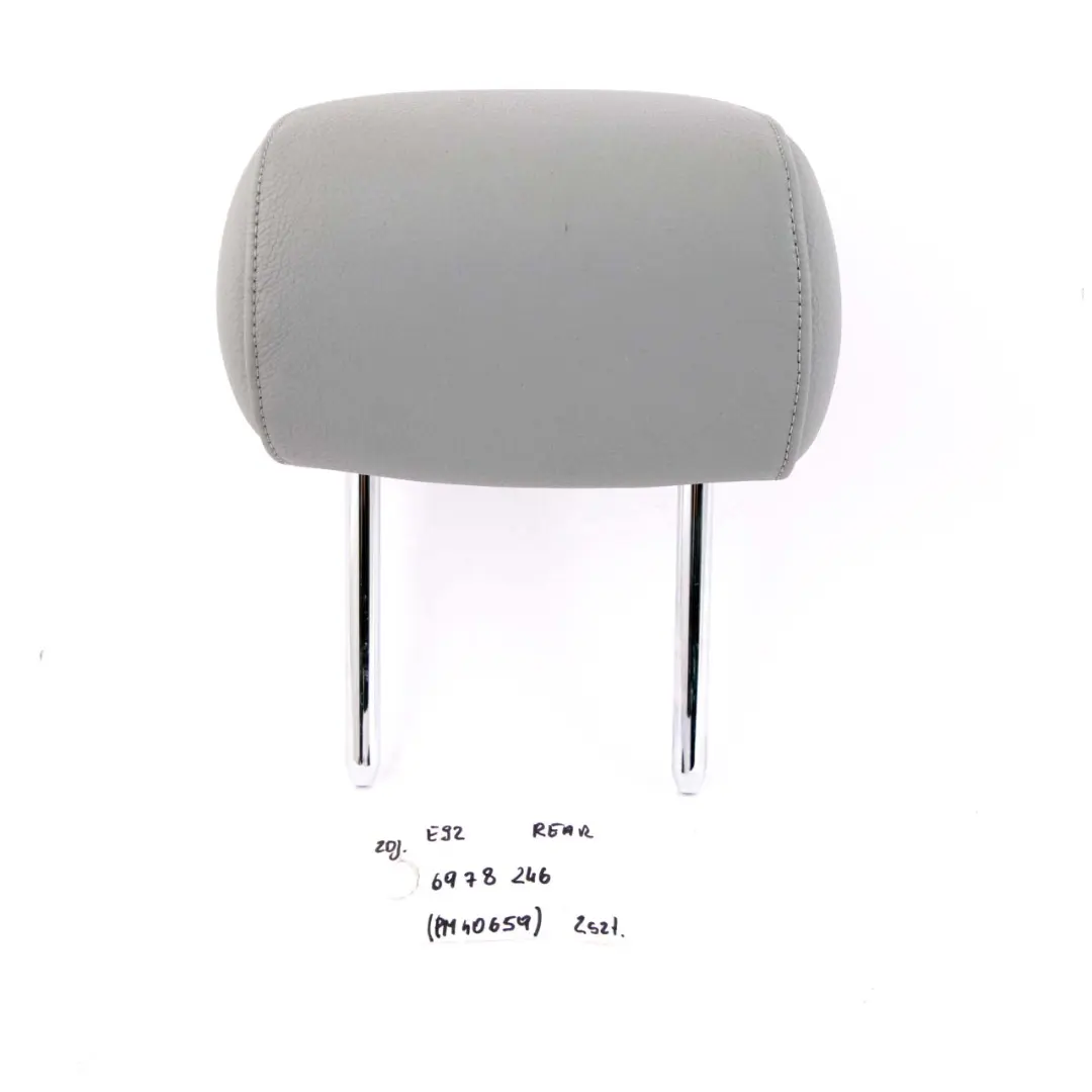 Headrest Rear Seat Head Rest Cover Grey Leather Dakota to BMW E92 with Part number 7246472 BMW E92 Headrest Rear Seat Head Rest Cover Grey Leather Dakota - SKU 7246472 - Part number 7246472