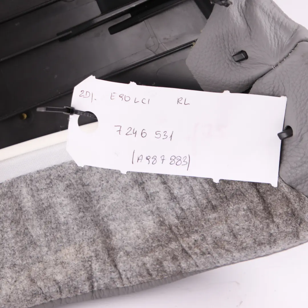 Lateral Trim Panel Cover Left N/S Grey Leather Dakota to BMW E90 LCI Rear Seat with Part number 7246531 BMW E90 LCI Rear Seat Lateral Trim Panel Cover Left N/S Grey Leather Dakota - SKU 7246531 - Part number 7246531